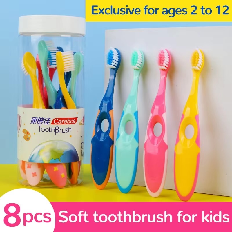 Children's Soft Bristle Toothbrush, Bucket Pack of 8 Pieces, 2-12 Year Old