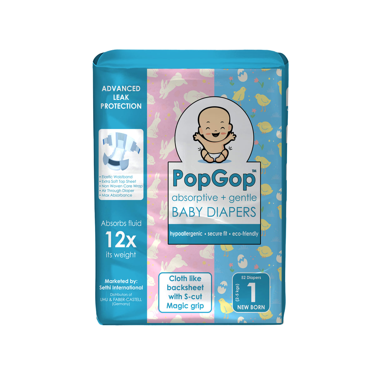 PopGop® Economy Packing – (Size 1) New-Born – 52 Pcs