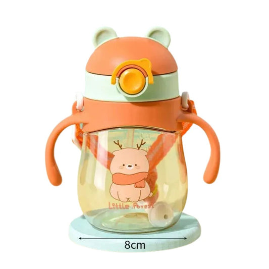 Cute Kids Water Bottles With Straw 410ml Large Capacity