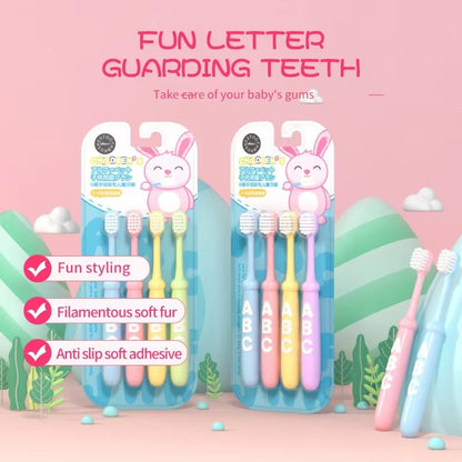 Pack of 4 MikolifeQ Cute Children Small Head Soft Bristle Toothbrush