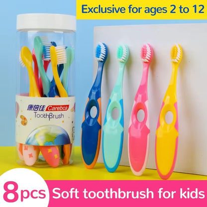 Children's Soft Bristle Toothbrush, Bucket Pack of 8 Pieces, 2-12 Year Old